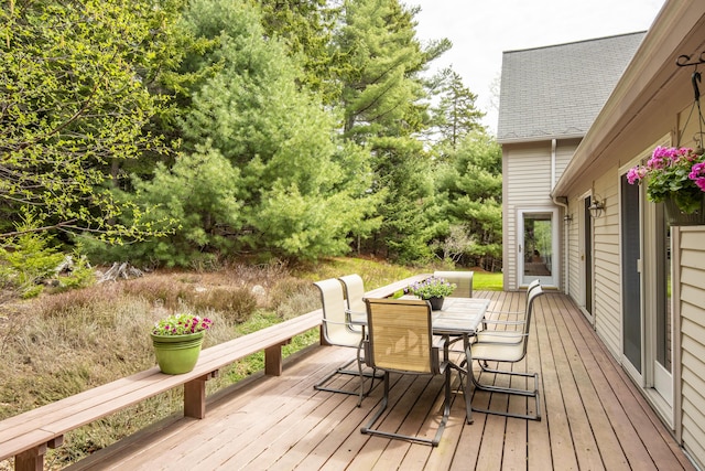 68 Parker Farm Rd, Mount Desert, ME 04660 - wooden deck featuring outdoor dining area