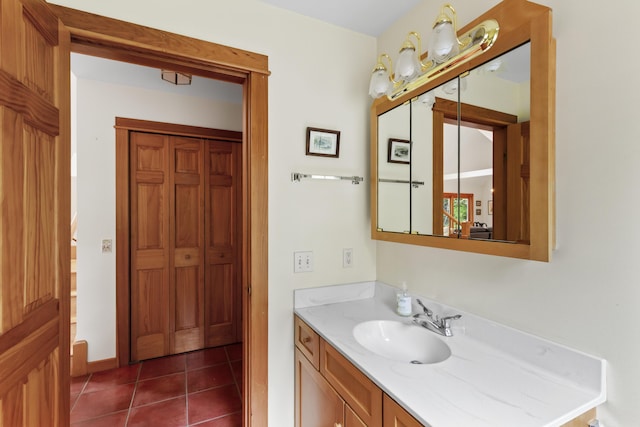 68 Parker Farm Rd, Mount Desert, ME 04660 - bathroom with tile patterned floors, vanity, and baseboards