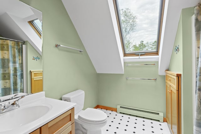 68 Parker Farm Rd, Mount Desert, ME 04660 - full bath featuring baseboard heating, healthy amount of natural light, toilet, and vanity
