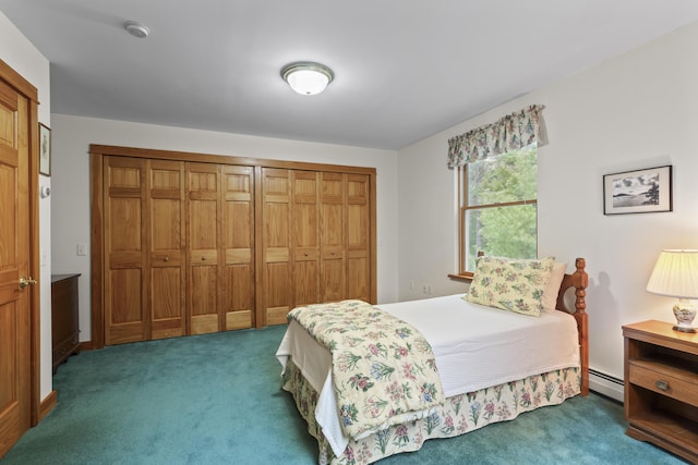 68 Parker Farm Rd, Mount Desert, ME 04660 - bedroom featuring carpet, a closet, and a baseboard radiator