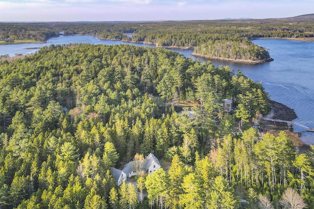 68 Parker Farm Rd, Mount Desert, ME 04660 - aerial overview of property's location with a heavily wooded area and a nearby body of water