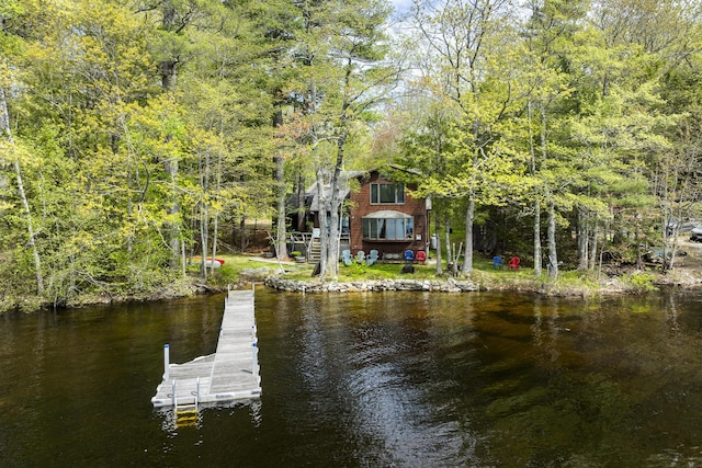 711 Biscay Rd, Bremen, ME 04551 - dock featuring a water view and a forest view