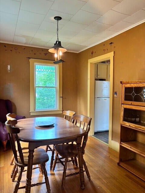3 King St, Sanford, ME 04083 - dining room featuring hardwood / wood-style floors and crown molding