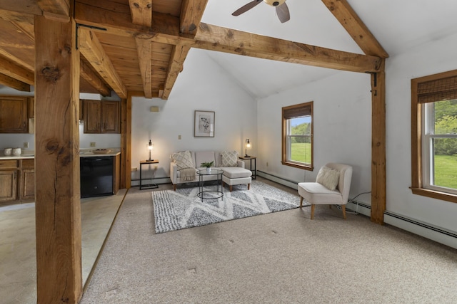 801 US Route 1 Unit C1, York, ME 03909 - living area featuring a ceiling fan, a baseboard heating unit, and baseboard heating