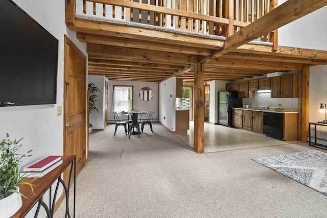 801 US Route 1 Unit C1, York, ME 03909 - living area featuring light colored carpet and beamed ceiling
