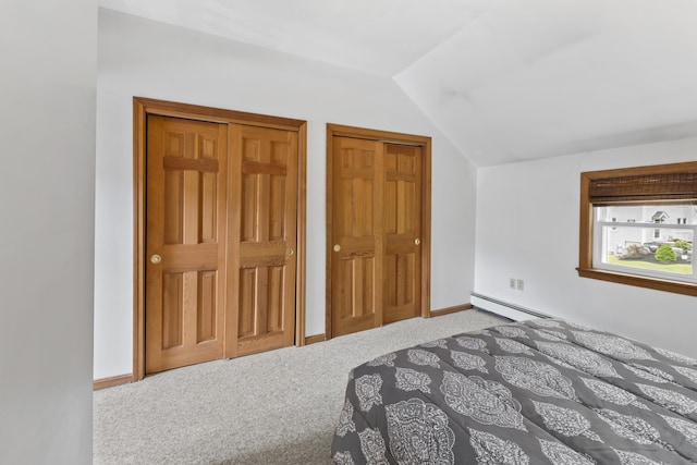801 US Route 1 Unit C1, York, ME 03909 - carpeted bedroom with vaulted ceiling, two closets, and baseboards
