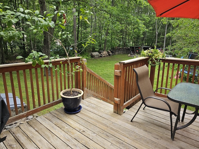 33 Oak Ridge Dr, Standish, ME 04084 - wooden deck with a lawn