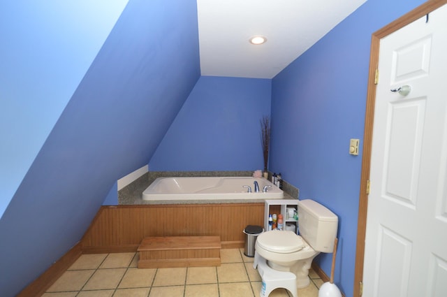 42 Blanchard St, Bangor, ME 04401 - full bath featuring a garden tub, toilet, tile patterned floors, baseboards, and recessed lighting