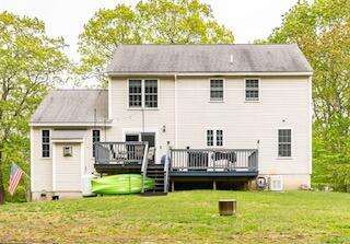 77 Cemetery Rd, Berwick, ME 03901 - rear view of house with a wooden deck and a yard