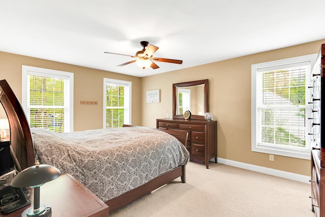 77 Cemetery Rd, Berwick, ME 03901 - bedroom featuring baseboards, light colored carpet, and ceiling fan
