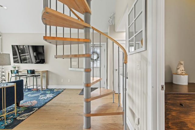 994 Portland Rd Unit 30, Saco, ME 04072 - stairway with wood finished floors and baseboards