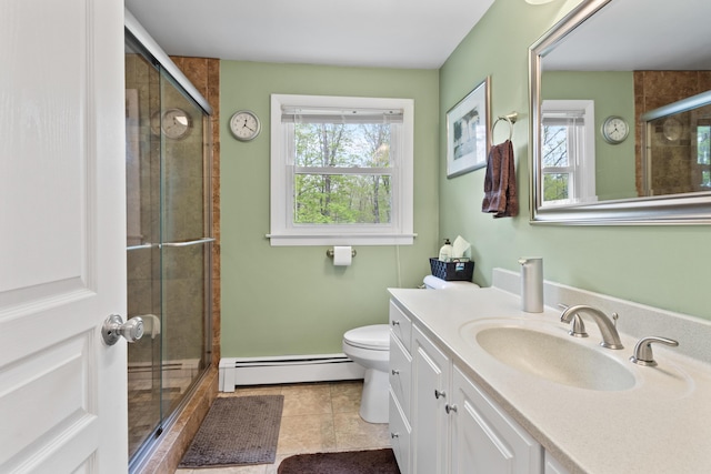 455 Duck Pond Rd, Westbrook, ME 04092 - full bathroom with baseboard heating, healthy amount of natural light, vanity, and a tile shower