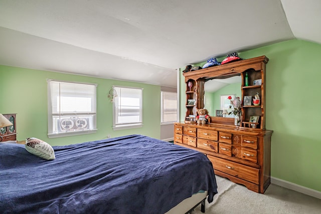 148 Naples Rd, Harrison, ME 04040 - bedroom with lofted ceiling, baseboards, and carpet