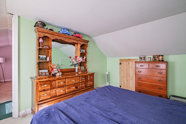 148 Naples Rd, Harrison, ME 04040 - bedroom with carpet flooring, vaulted ceiling, and baseboards