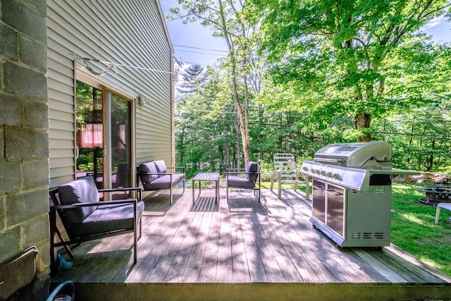 148 Naples Rd, Harrison, ME 04040 - wooden deck featuring an outdoor living space
