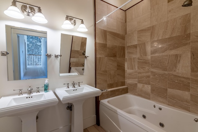 6065 Sandy River Cir, Carrabassett Valley, ME 04947 - full bath featuring a combined bath / shower with jetted tub and a sink