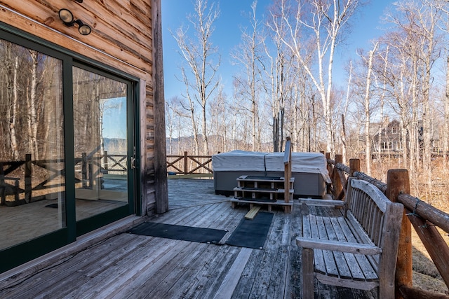6065 Sandy River Cir, Carrabassett Valley, ME 04947 - deck featuring a hot tub