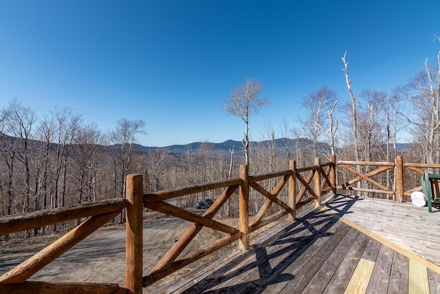 6065 Sandy River Cir, Carrabassett Valley, ME 04947 - wooden deck with a mountain view