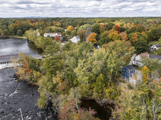14 Depot St, Buxton, ME 04093 - aerial overview of property's location with a forest and a nearby body of water
