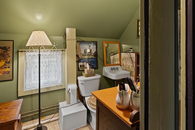 151 Central Ave, Portland, ME 04108 - full bath featuring a sink, lofted ceiling, and toilet