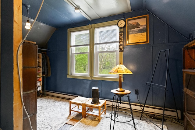 151 Central Ave, Portland, ME 04108 - bonus room featuring lofted ceiling, a baseboard radiator, and a baseboard heating unit