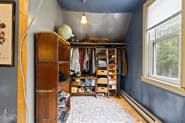151 Central Ave, Portland, ME 04108 - walk in closet with a baseboard radiator and vaulted ceiling