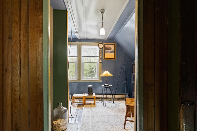 151 Central Ave, Portland, ME 04108 - sitting room with a baseboard radiator and vaulted ceiling