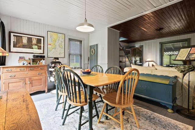 151 Central Ave, Portland, ME 04108 - dining area with hardwood / wood-style floors and wooden walls