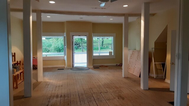 3 Center Hill Rd, Weld, ME 04285 - corridor with wood-type flooring, baseboards, and recessed lighting