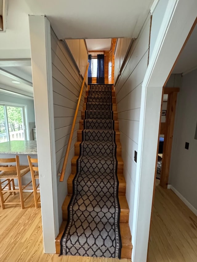 17 Macallister Cove Rd, Orient, ME 04471 - stairway featuring wood finished floors and wood walls