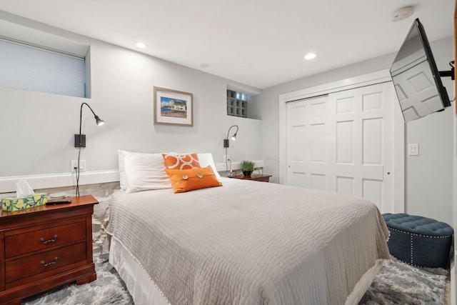 123 Cumberland Ave, Portland, ME 04101 - bedroom with a closet, recessed lighting, and baseboards