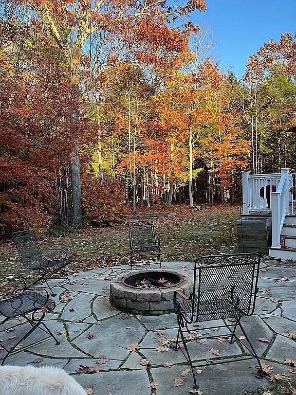 9 Deerfield Dr, Brunswick, ME 04011 - view of patio / terrace with an outdoor fire pit