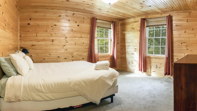 183 Pine Point Rd, Oxford, ME 04270 - carpeted bedroom with wooden walls and multiple windows