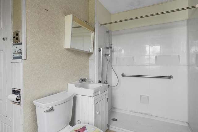 640 Lower St, Turner, ME 04282 - full bath featuring a tile shower, vanity, and toilet