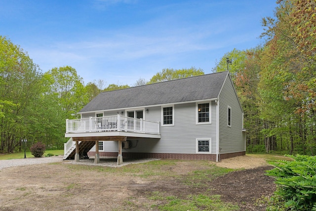 1 Whispering Pines Dr, Old Orchard Beach, ME 04064 - back of house featuring stairway, a deck, and a shingled roof