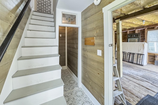 16 Cross St, Camden, ME 04843 - staircase with wooden walls