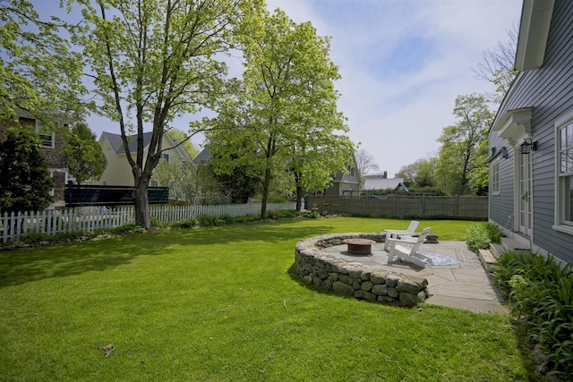 16 Cross St, Camden, ME 04843 - view of yard with a patio and an outdoor fire pit