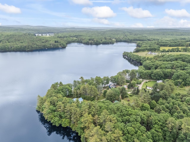 73 Hodsdon Ln, Jefferson, ME 04348 - aerial view of property and surrounding area with a heavily wooded area and a large body of water