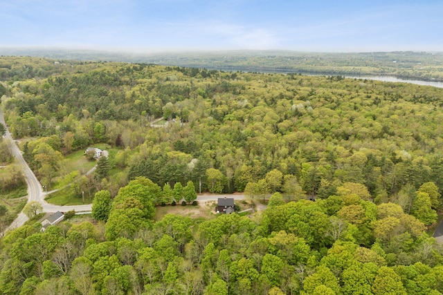19 Bearce Rd, Winthrop, ME 04364 - aerial view of property and surrounding area featuring a heavily wooded area and a nearby body of water