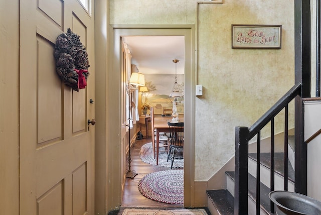 19 Bearce Rd, Winthrop, ME 04364 - entrance foyer with wood finished floors and stairs