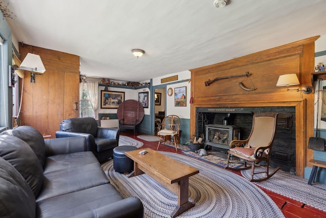 19 Bearce Rd, Winthrop, ME 04364 - living room with a wood stove