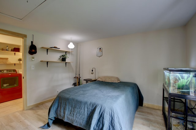 5 Glenridge Dr Unit 5, Portland, ME 04102 - bedroom with independent washer and dryer, light wood-style flooring, attic access, and baseboards