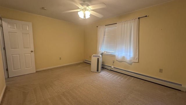 60 Twig Cir, Harrison, ME 04040 - unfurnished room featuring ceiling fan, baseboard heating, light colored carpet, and baseboards