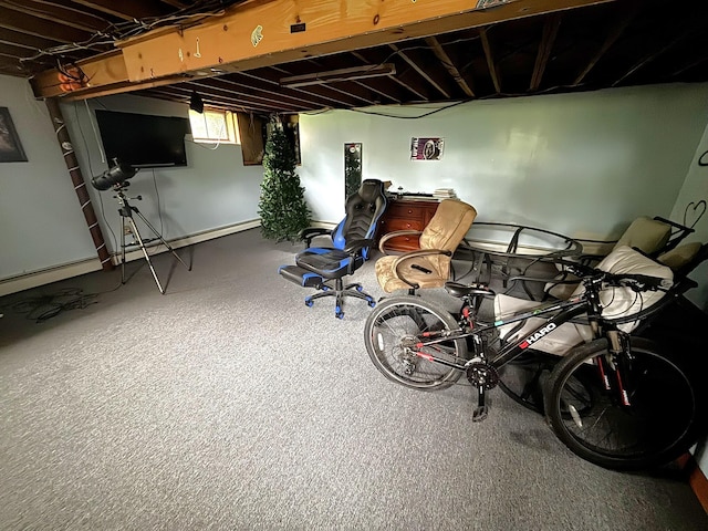 basement with baseboards