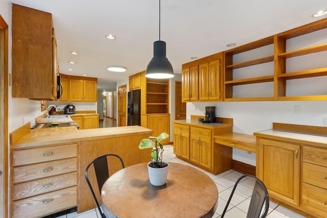 18 Ginger Ln, Saco, ME 04072 - kitchen with black fridge, open shelves, a sink, light countertops, and recessed lighting