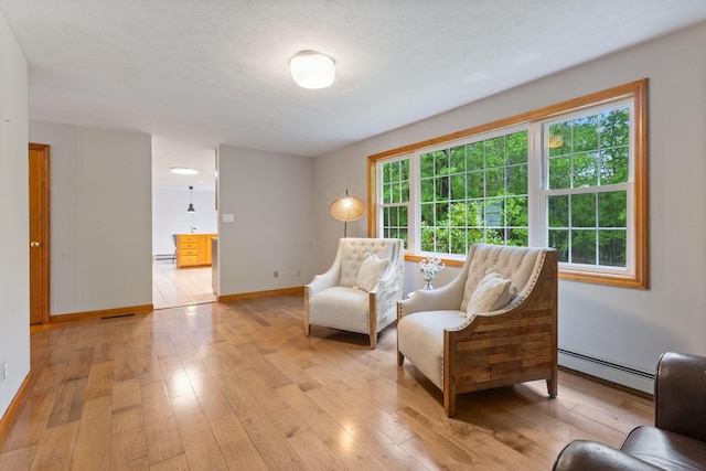18 Ginger Ln, Saco, ME 04072 - sitting room with a baseboard radiator, light wood-type flooring, and baseboards