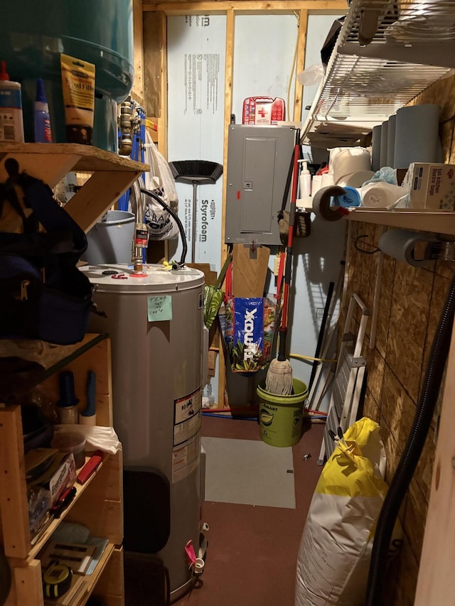 54 Orris Lamb Rd W, Dallas Plt, ME 04970 - below grade area with electric water heater and electric panel