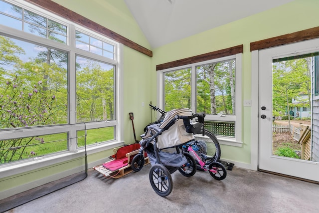 21 Harpswell Islands Rd, Harpswell, ME 04079 - workout area featuring lofted ceiling, healthy amount of natural light, and baseboards