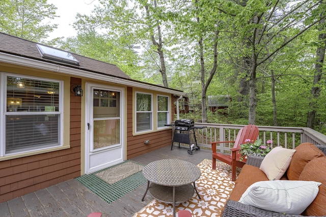 107 Meadow Rd, Raymond, ME 04071 - wooden terrace featuring grilling area