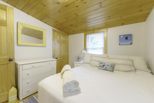 107 Meadow Rd, Raymond, ME 04071 - bedroom featuring wood ceiling and vaulted ceiling